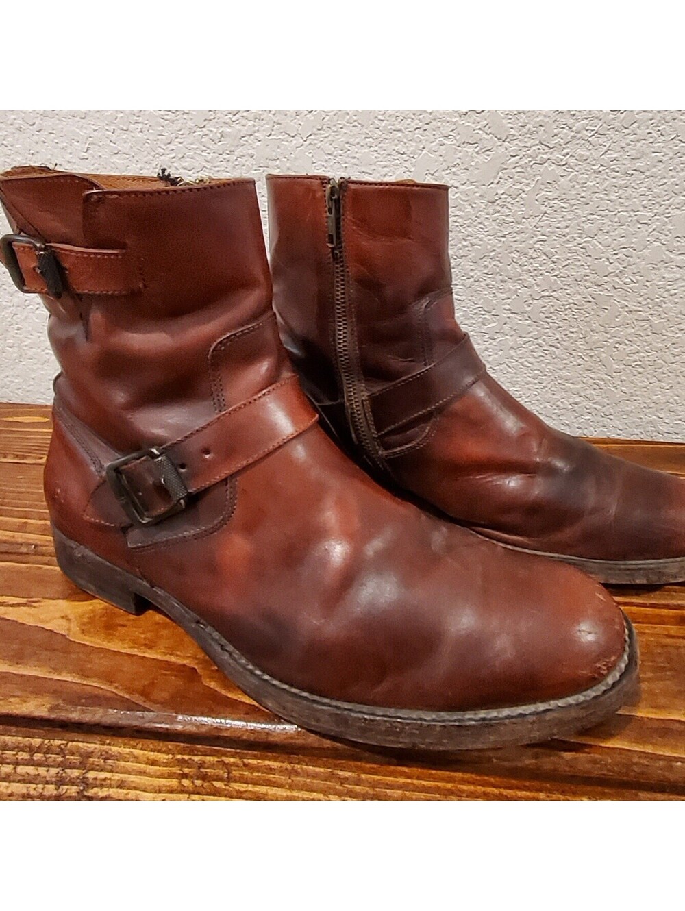 Frye Tyler Engineer Boots Brown Leather Men’s 8.5 D Buckle MOTO BIKER